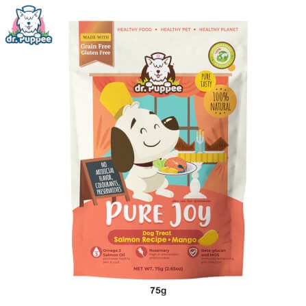 ขนมสุนัขเพื่อสุขภาพ PURE JOY DOG SALMON MANGO สูตรแซลมอน+มะม่วง (GRAIN-FREE) (75G)_0